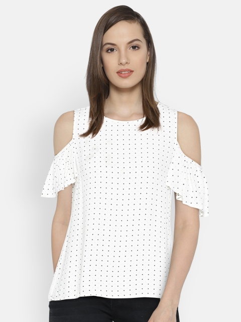 

New Look Women Off-White Dot Print Top