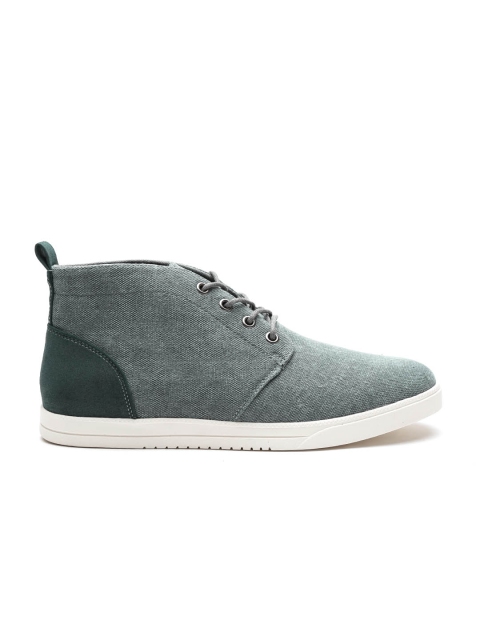 

New Look Men Grey Solid Mid-Top Sneakers
