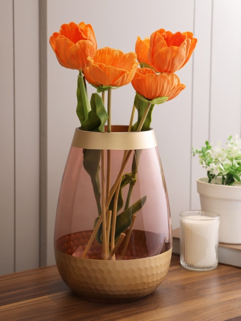 

Living Essence Gold-Toned Solid Glass Flower Vase