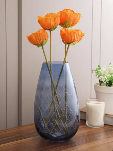 

Living Essence Blue & Grey Belize Etched Glass Vase
