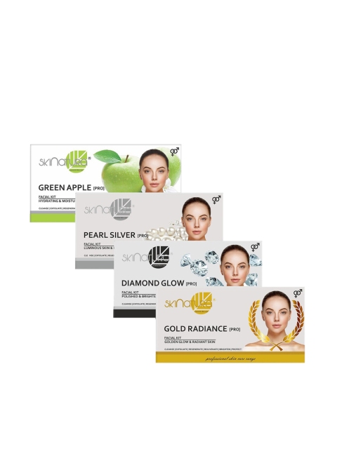 

Skinatura Set of 4 Green Apple + Pearl Silver + Diamond Glow + Gold Radiance Facial Kit, White