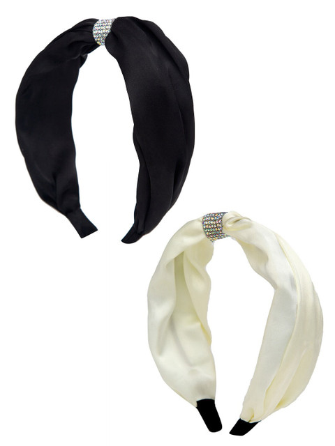 

YouBella Women White & Black Set of 2 Embellished Hairband