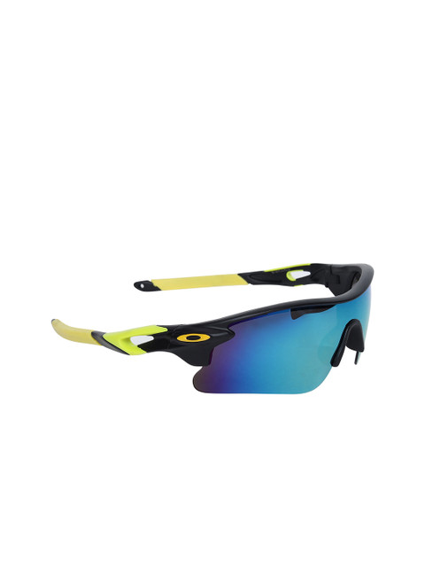 

Peter Jones Eyewear Unisex Blue Lens & Black Sports Sunglasses - A-M007Y-Multicolor