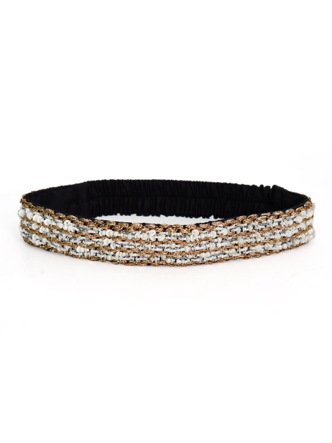 

Diwaah Women White & Gold-Toned Embellished Hairband