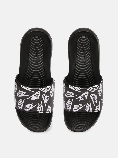 

Nike Men Black & White VICTORI ONE SLIDE Printed Sliders