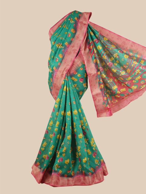 

Pothys Green & Pink Floral Saree