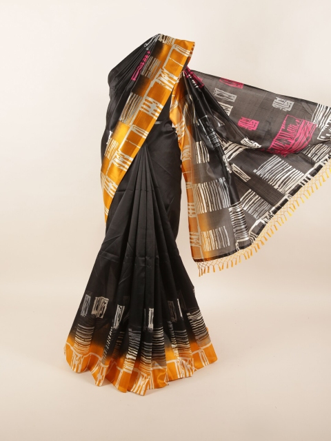 

Pothys Black & Yellow Printed Saree