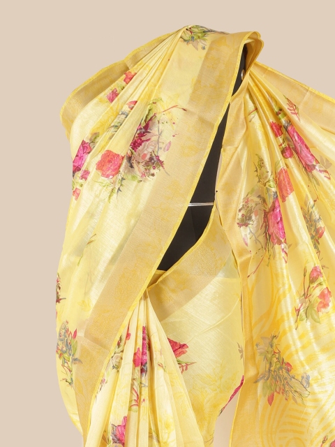 

Pothys Yellow & Pink Floral Saree