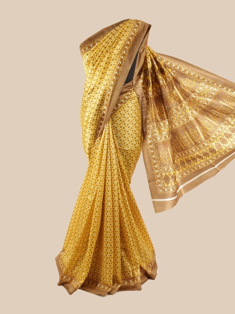 

Pothys Yellow & Brown Floral Saree
