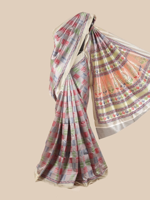 

Pothys Blue & Cream-Coloured Checked Saree