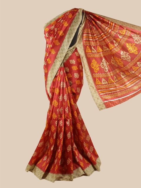 

Pothys Red & Orange Floral Saree