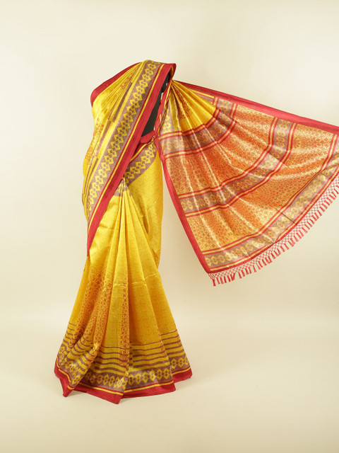 

Pothys Yellow & Red Ethnic Motifs Saree