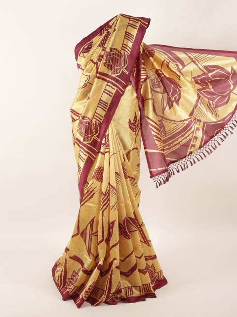 

Pothys Yellow & Maroon Floral Saree