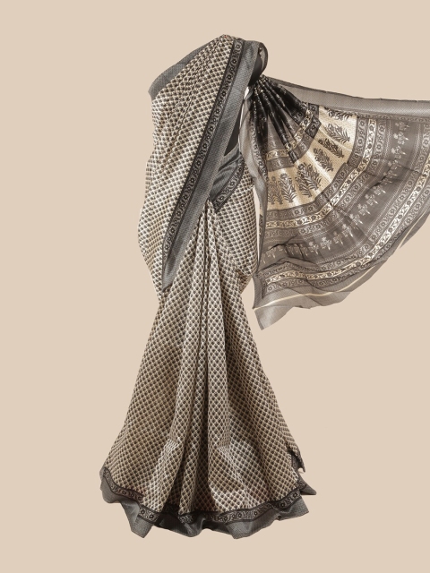 

Pothys Cream-Coloured & Black Ethnic Motifs Saree