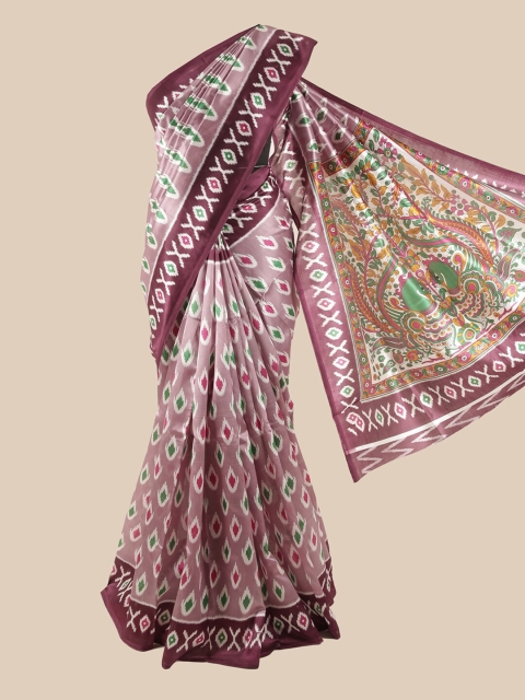 

Pothys Lavender & White Printed Saree