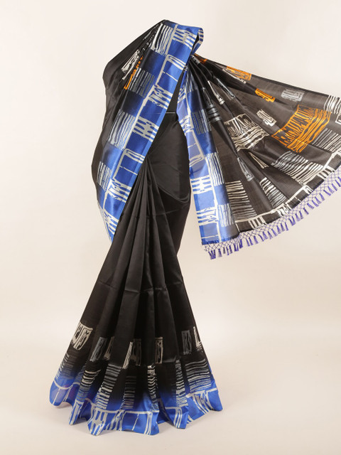 

Pothys Black & Blue Printed Saree