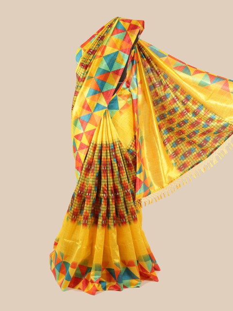

Pothys Yellow & Blue Printed Saree