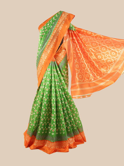 

Pothys Green & Orange Printed Saree