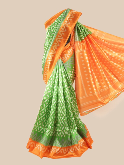

Pothys Green & Orange Printed Saree
