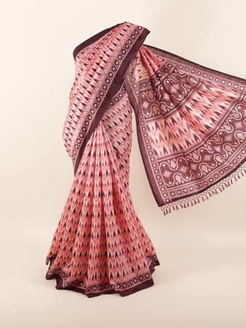 

Pothys Pink & Brown Printed Saree