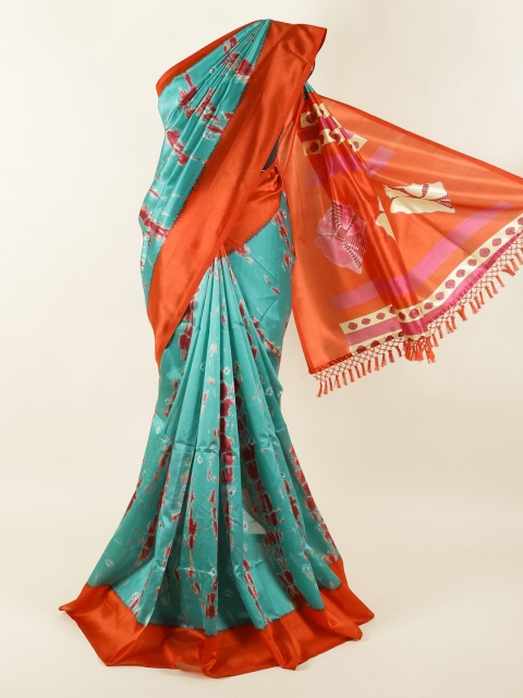 

Pothys Green & Orange Printed Saree