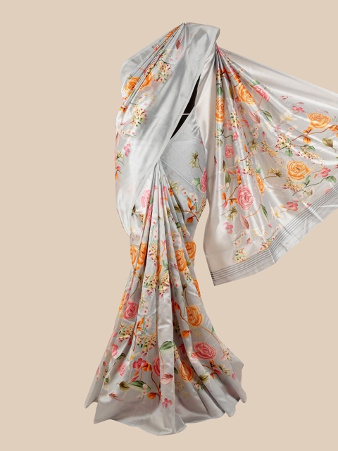 

Pothys Grey & Orange Floral Saree