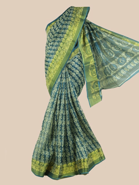 

Pothys Blue & Green Ethnic Motifs Saree