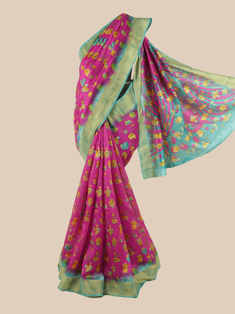 

Pothys Magenta & Blue Floral Saree