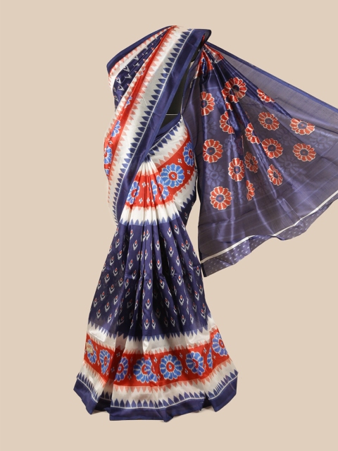 

Pothys Navy Blue & Red Printed Saree