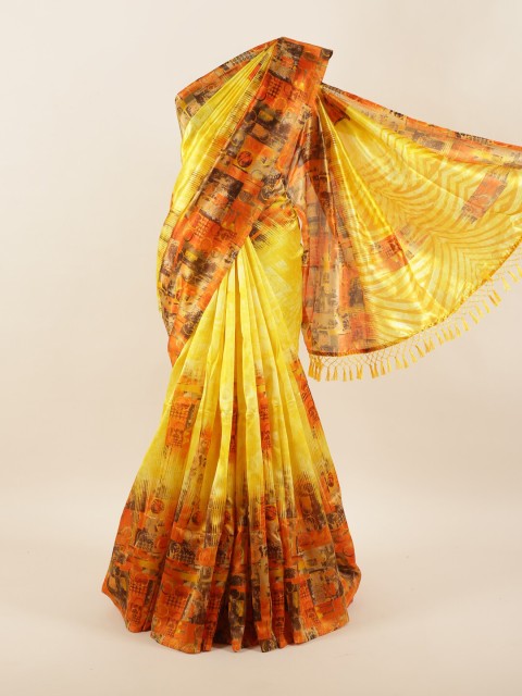 

Pothys Yellow & Orange Printed Saree