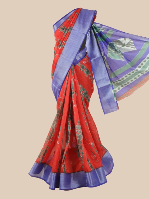 

Pothys Red & Green Printed Saree