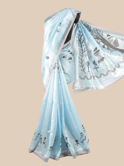 

Pothys Blue & Grey Floral Saree