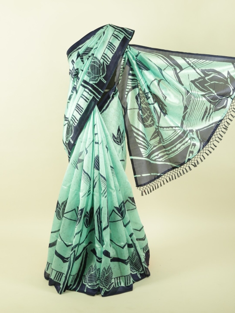 

Pothys Sea Green & Navy Blue Floral Saree