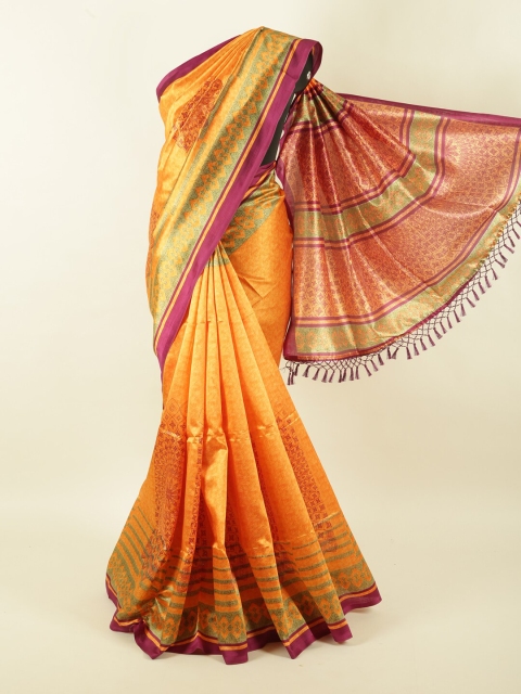

Pothys Orange & Green Printed Saree