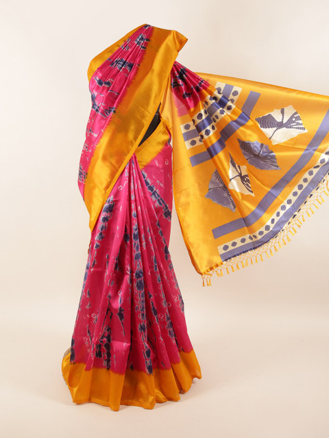 

Pothys Pink & Navy Blue Printed Saree