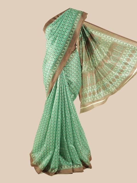 

Pothys Green & Brown Floral Saree