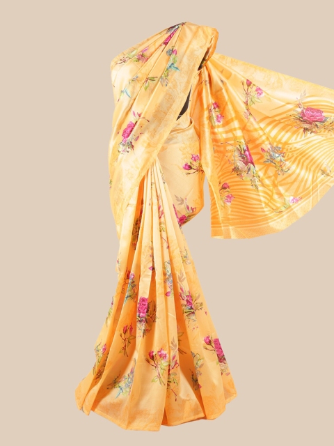 

Pothys Peach-Coloured & Pink Floral Saree