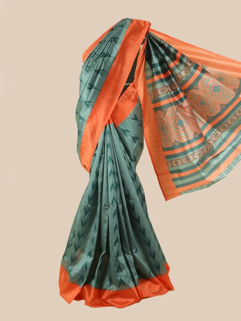 

Pothys Grey & Orange Floral Saree