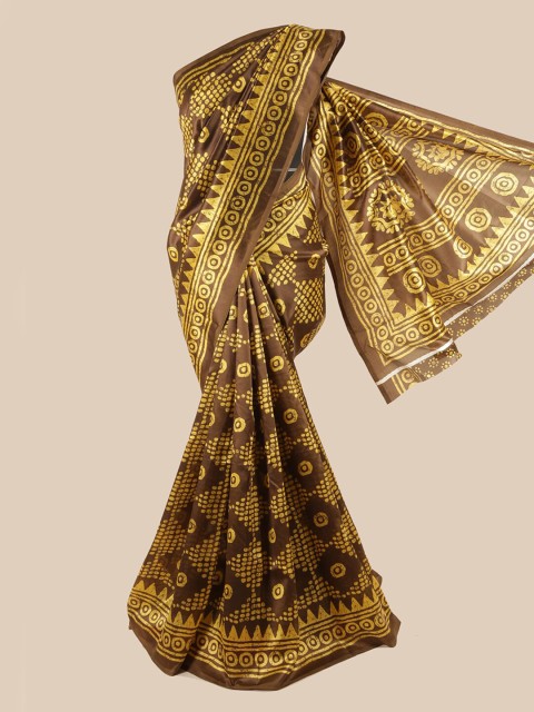 

Pothys Brown & Yellow Printed Saree