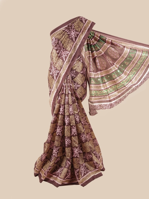 

Pothys Brown & Pink Floral Saree
