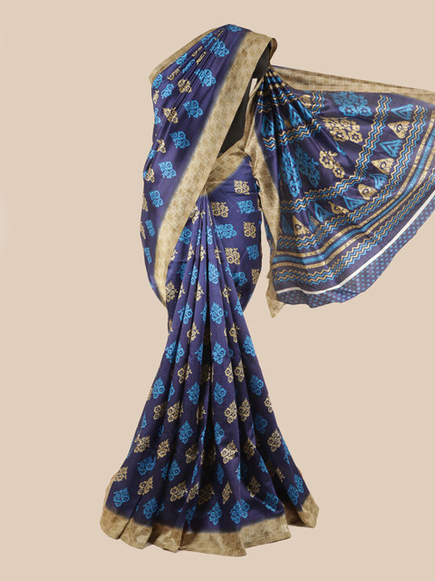 

Pothys Navy Blue & Beige Floral Saree