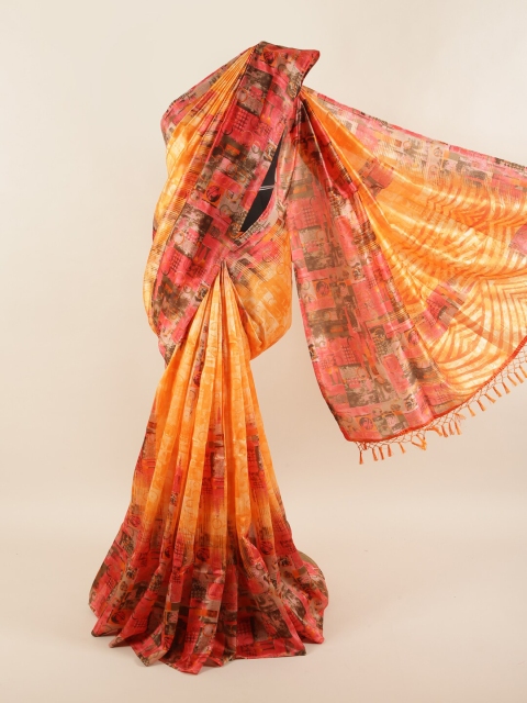 

Pothys Orange & Grey Printed Saree