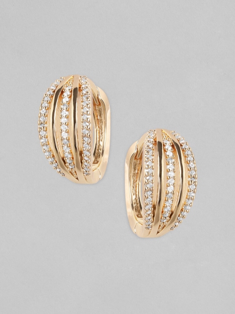 

TOKYO TALKIES X rubans FASHION ACCESSORIES Gold-Toned & White Stone Classic Studs Earrings