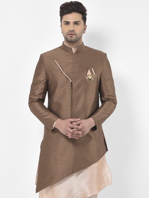 

SG RAJASAHAB Men Brown Longline Ethnic Jacket