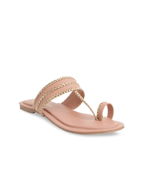 

ERIDANI Women Pink & Gold One Toe Flats