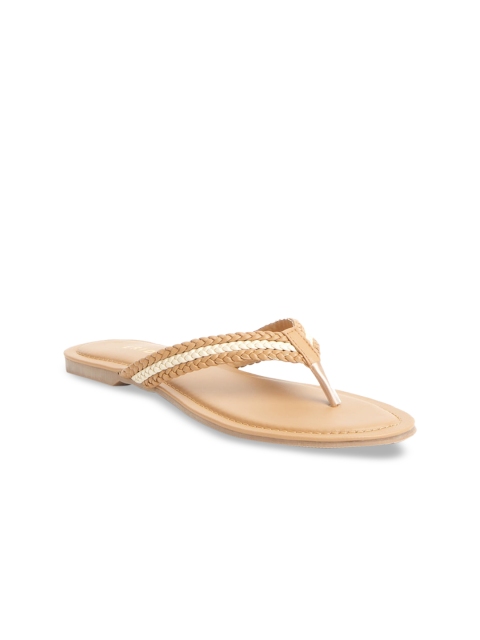 

ERIDANI Women Beige & White Open Toe Flats