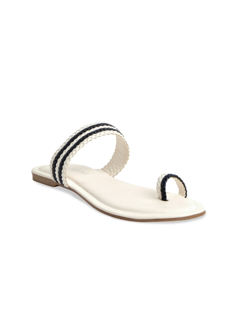 

ERIDANI Women White & Black One Toe Flats