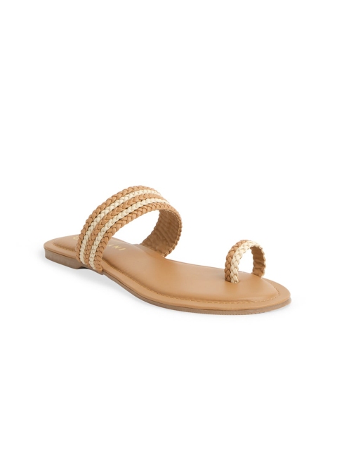 

ERIDANI Women Beige & White One Toe Flats