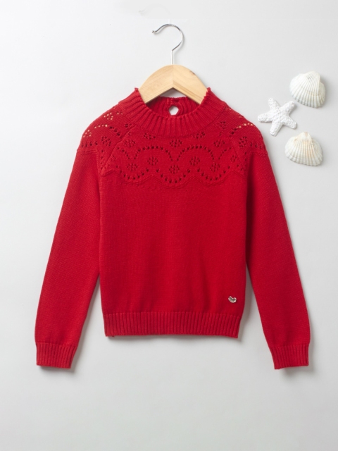 

Ed-a-Mamma Girls Red Open Knitted Pullover