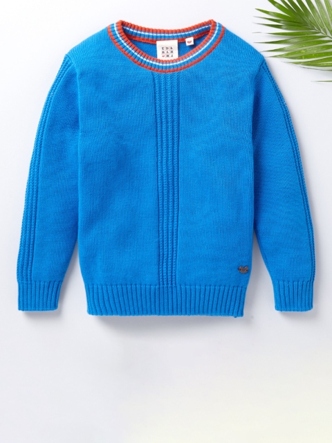 

Ed-a-Mamma Boys Blue & Red Cable Knit Pullover